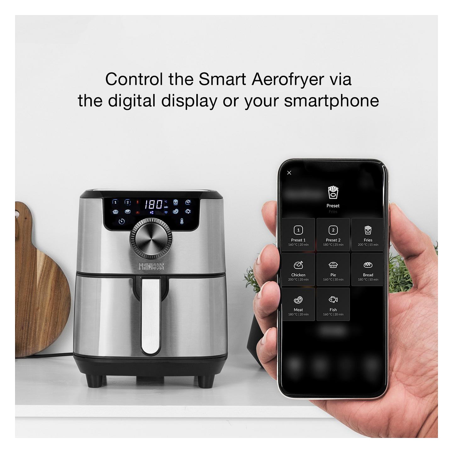 Fryer Princess Smart Aerofryer / 182037 / 4.5L / 1500W / 8 Programe / 80–200°C / LCD / Wi-Fi / Keep Warm – Argjend/Zezë - 34