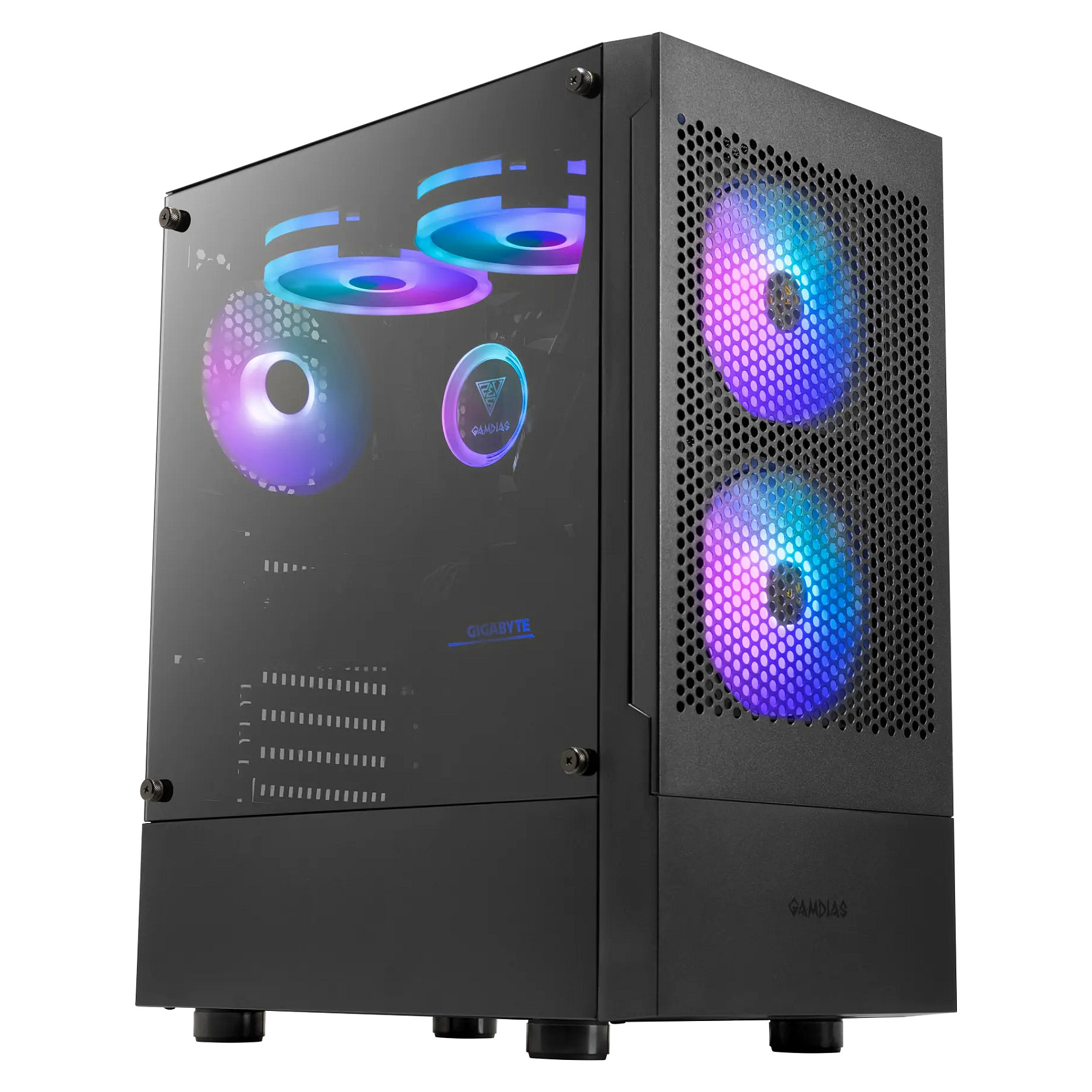 Kasë GAMDIAS TALOS E3 MESH / Midi Tower / ATX / 3x 120mm ARGB Fan / Tempered Glass - Zezë