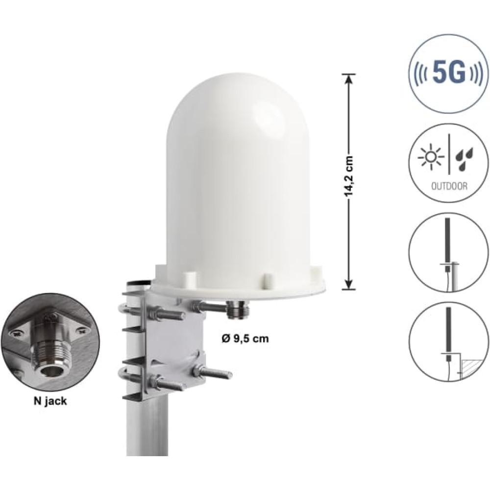 Antena për rrjet Delock 5G LTE, 3–5 dBi, Omnidireksionale, N Female, për Montim në Mur ose Shtyllë – Bardhë