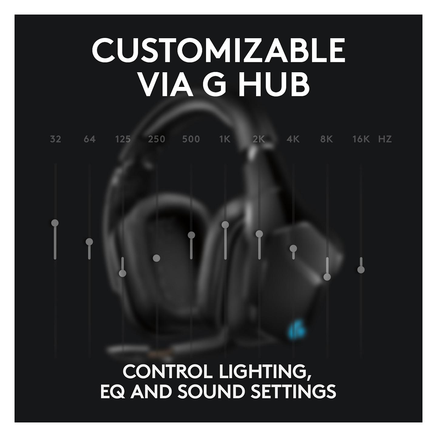 Kufje Gaming Logitech G935 / Wireless / 7.1 Surround / 50 mm / LIGHTSYNC RGB / Mikrofon - Zezë - 13