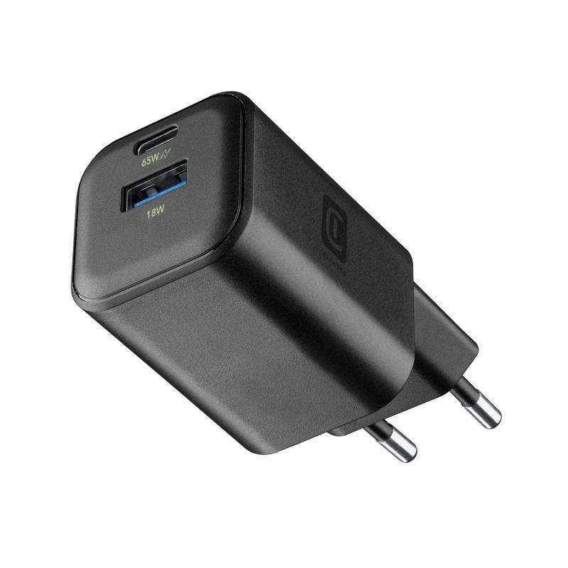 Karikues GaN Cellularline / 65W / USB-C PD + USB-A / 2 Porta - Zezë