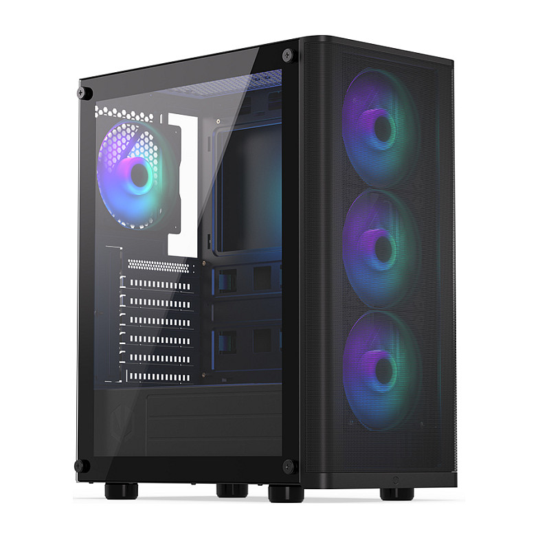 Kasë PC ENDORFY Ventum 200 ARGB / Midi Tower / ATX / 3x 120mm + 1x 120mm ARGB Fan / Tempered Glass - Zezë - 2