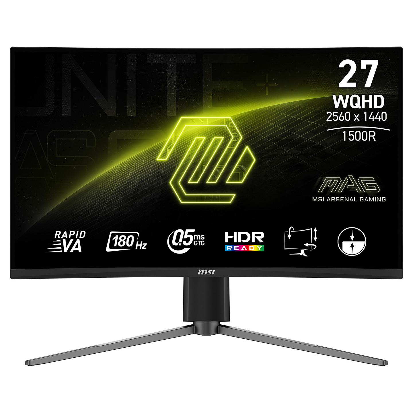 Monitor Gaming MSI MAG 27CQ6PF, 27", WQHD Rapid VA Curved, 180Hz, 0.5ms, HDMI+DP - Zezë