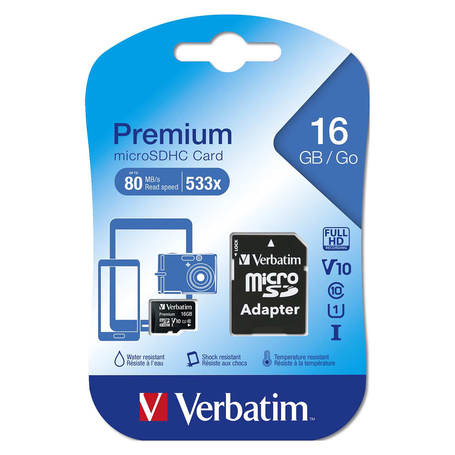 Kartë Memorie SD CARD 16GB Verbatim Premium MicroSDHC 80MB/s +Adapter - 3