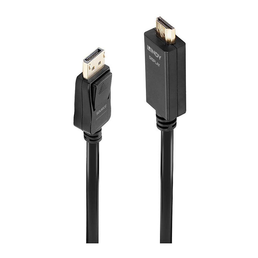Kabllo DisplayPort LINDY 36920 / DisplayPort 1.2 në HDMI 1.4 / 0.5m / 4K 30Hz - Zezë