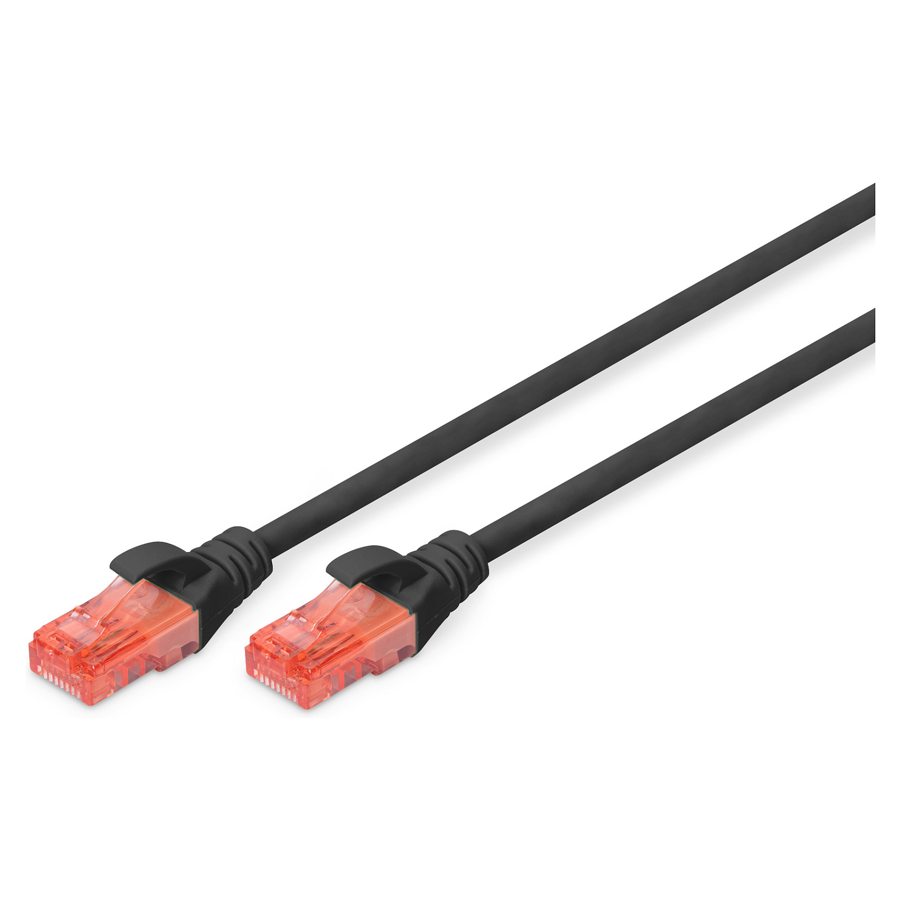 Kabllo për Rrjet DIGITUS Patch Cable Cat6 U/UTP / 2xRJ45 / 0.5m / Latch Protection / Polybeutel - Zezë - 1
