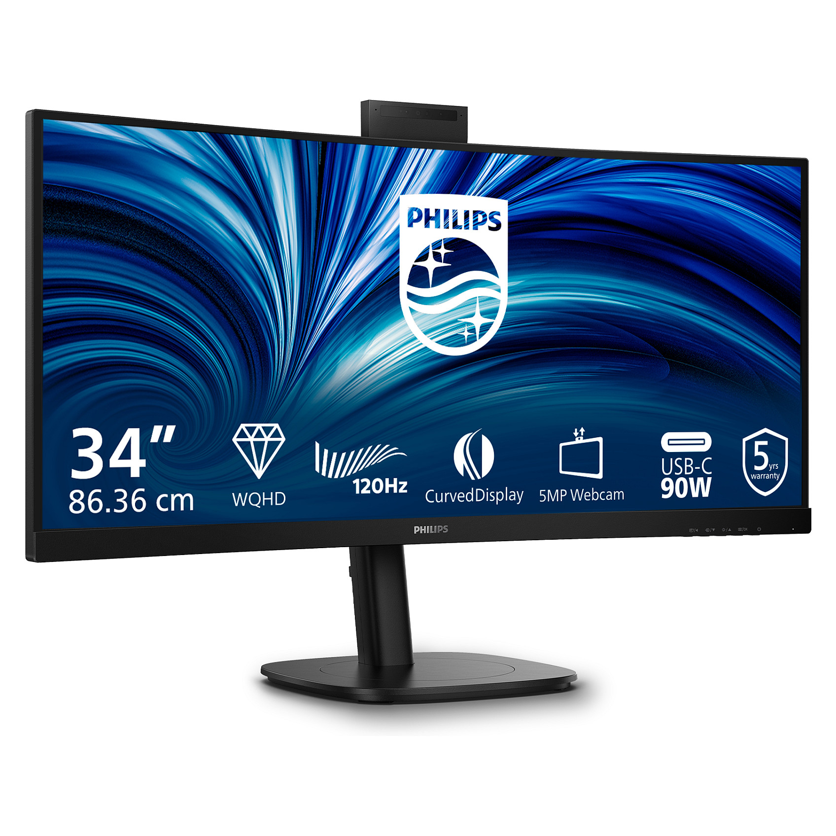 Monitor Philips 34B2U3600CH / 34" / Wide Quad HD VA LCD / 120 Hz / 4ms / USB-C + HDMI + DP / Curved - Zezë - 3