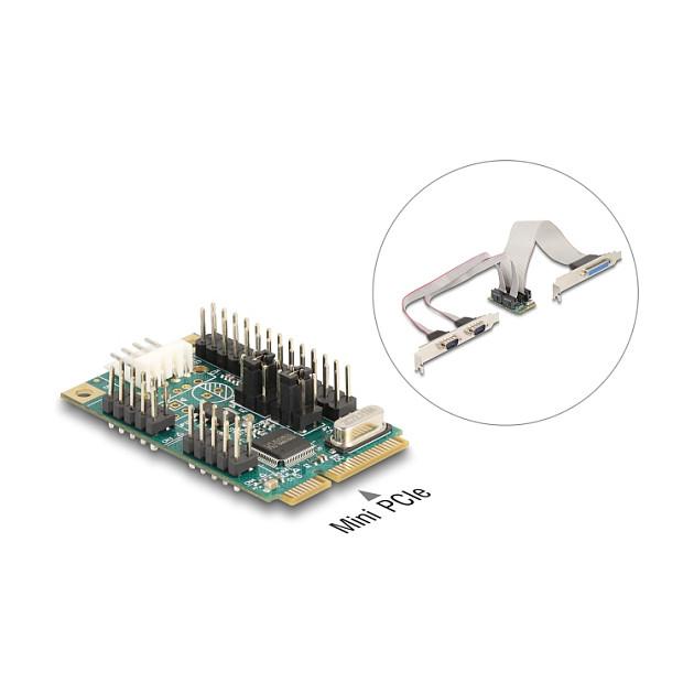 Kartë Zgjerimi Mini PCI Express Delock 95277 / Mini PCIe Full Size / 2x RS-232 DB9 + 1x Parallel DB25 / 460.8Kbps / WCH382L - 4