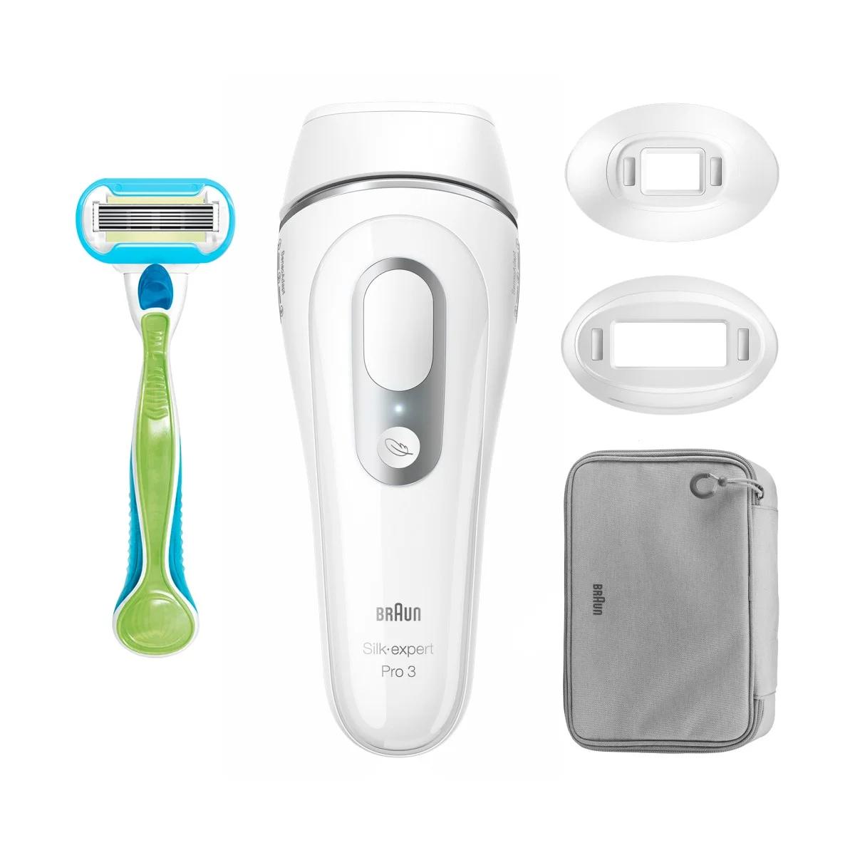 Makinë Depilimi Braun Silk-expert Pro 3 PL3222, IPL, SkinProtection LITE, 100 Impulse/Min - Bardhë, Argjend