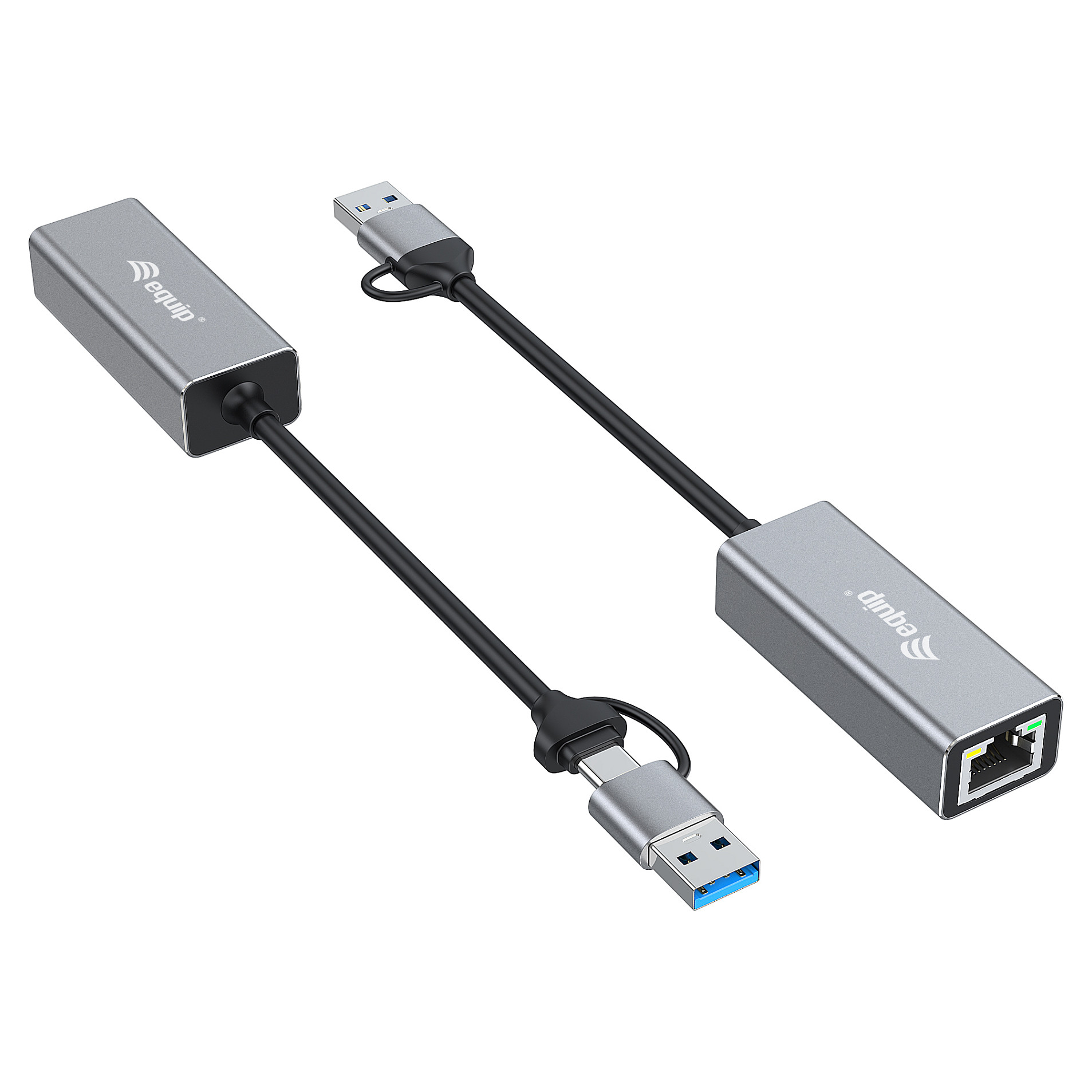 Adapter USB-C / Equip / LAN 2.5Gbps + USB-A - Gri - 2