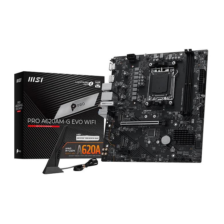 Motherboard MSI PRO A620AM-G EVO WIFI, AMD AM5, A620A, DDR5, Micro-ATX, PCIe 4.0, Wi-Fi 6E, Bluetooth 5.3, 2.5G LAN