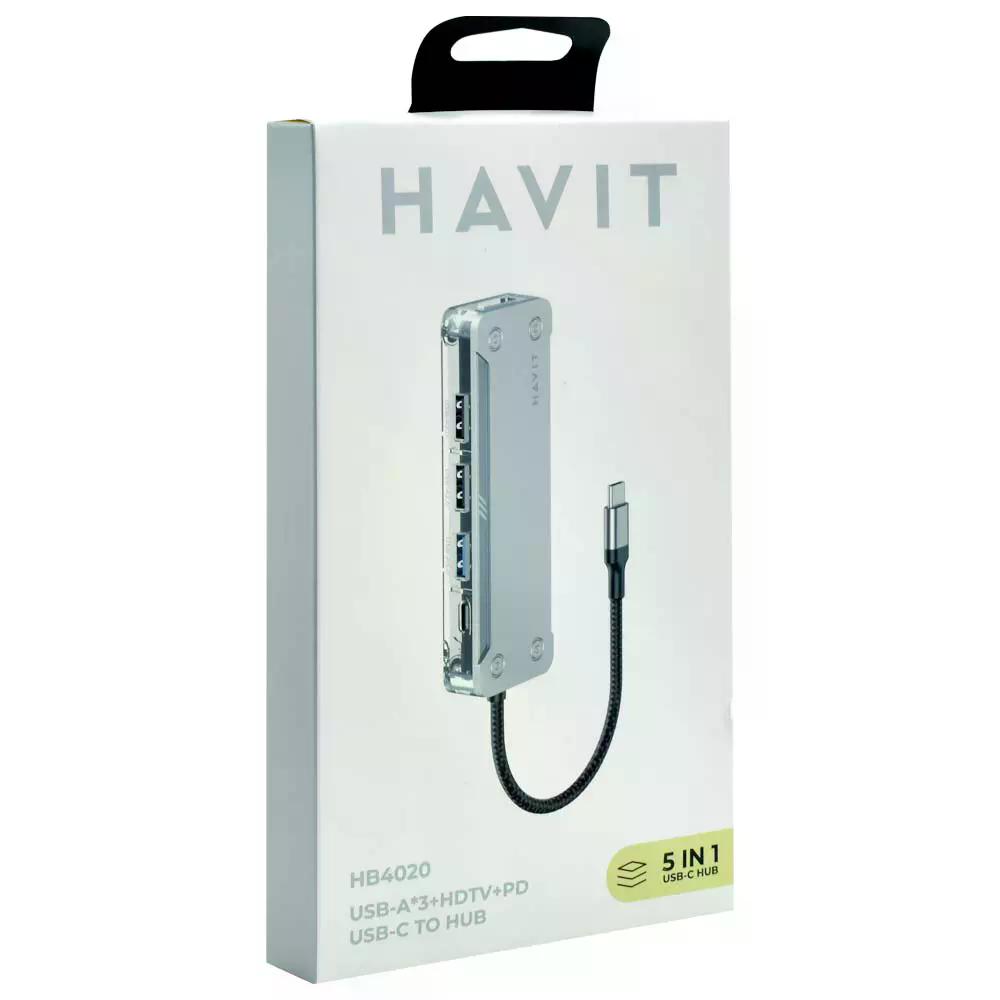 Hubs HAVIT Type-C HUB (3x usb-a, 1x hdmi, 1x usb-c) HB4020 – Argjend