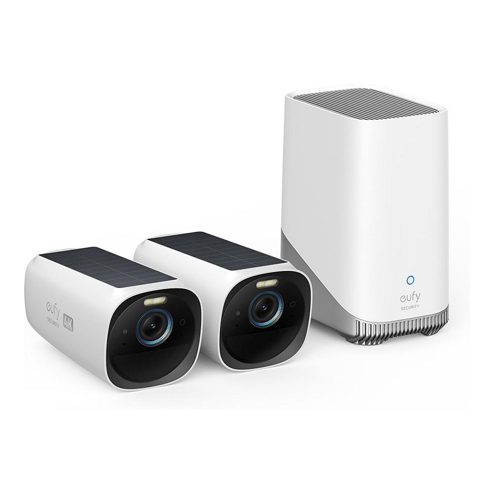 Kamerë Sigurie IP CCTV Anker Eufy eufyCam S330 (eufyCam 3) 2-Cam Kit + HomeBase 3, 4K, 135°, Wi-Fi, Solar, IP67 - Zezë/Bardhë