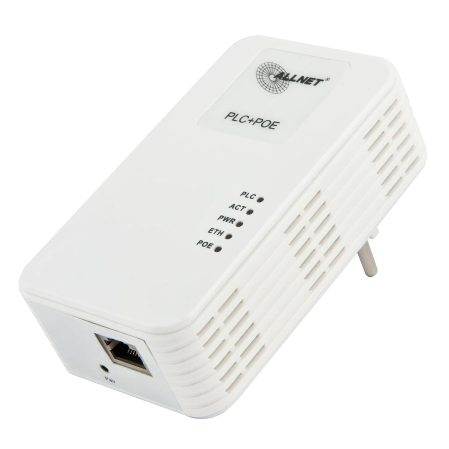 Power-LAN ALLNET ALL1681203-CH / HomePlug AV2 / 1200Mbps / 1x Gigabit LAN RJ45 / MIMO / SmartLink / PoE 802.3at 30W - Bardhë