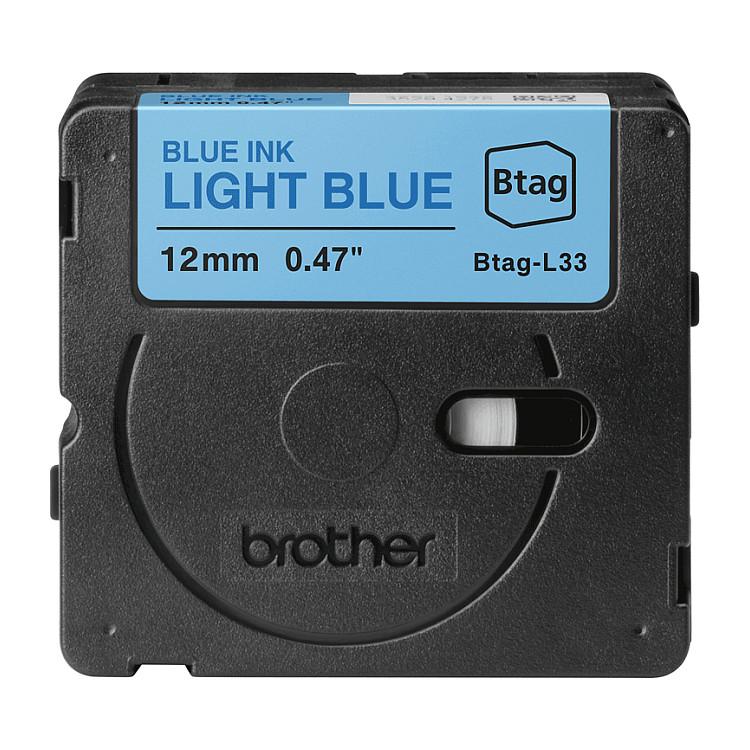 Shirit për Printer Brother BTAG-L33 / 12 mm × 4 m - Blu mbi Kaltër të Çelët - 2