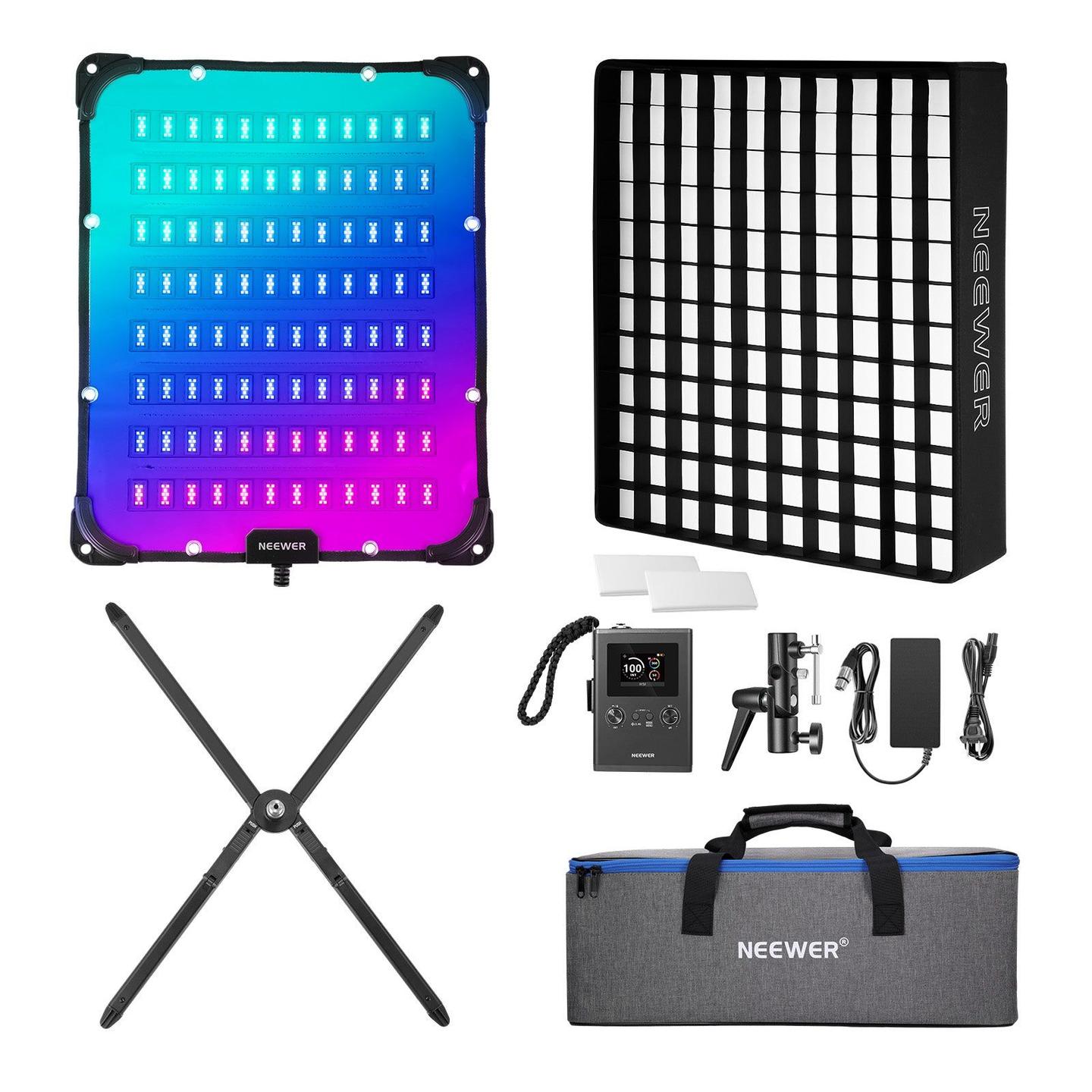 Dritë e Mençur Neewer FL100C, RGB, 115W, 14700Lux, 2500-10000K, CRI 96+, TLCI 97+, 768 LED - Zezë - 1