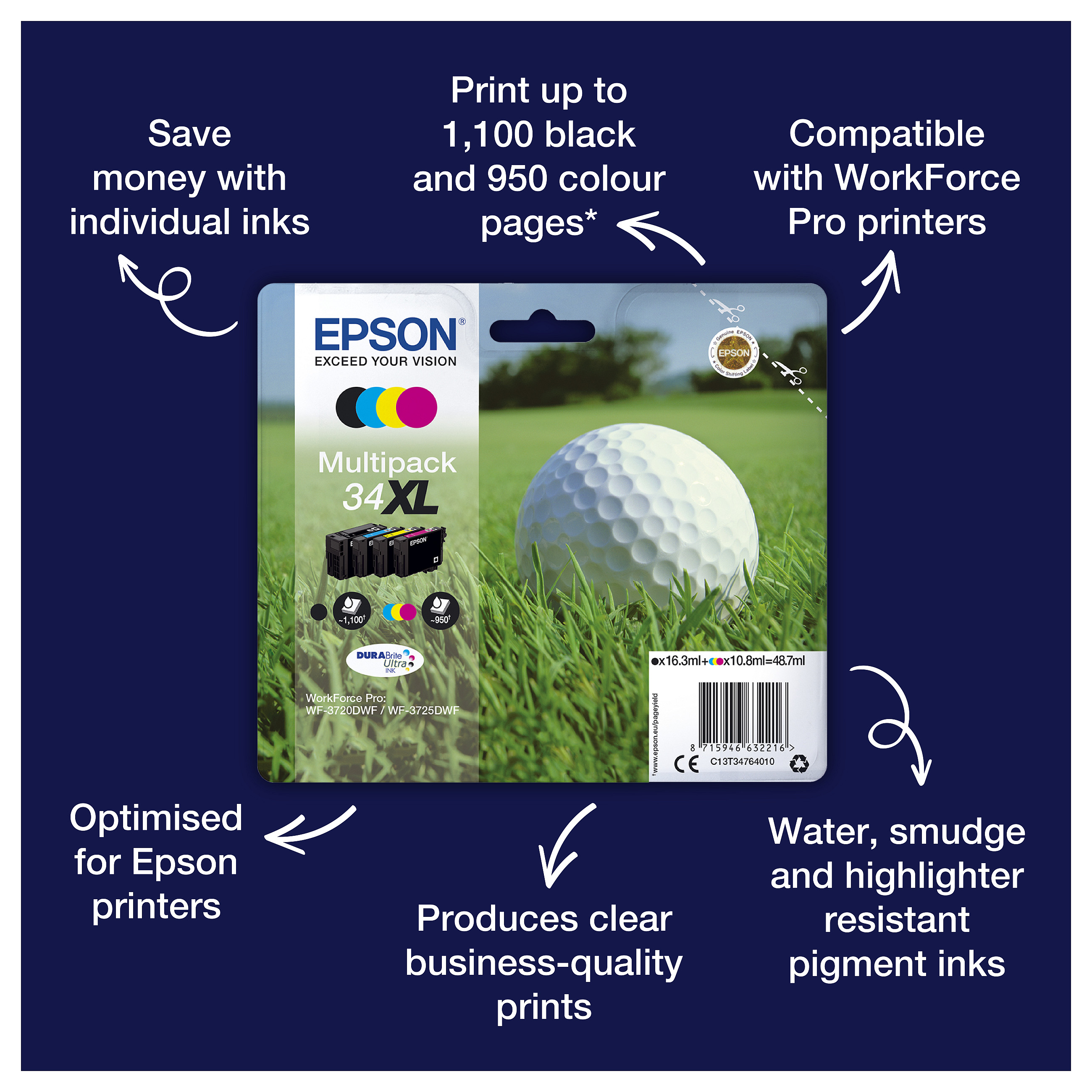 INK Epson 34 C13T34644010 Ink Cartridge – Verdhë - 4