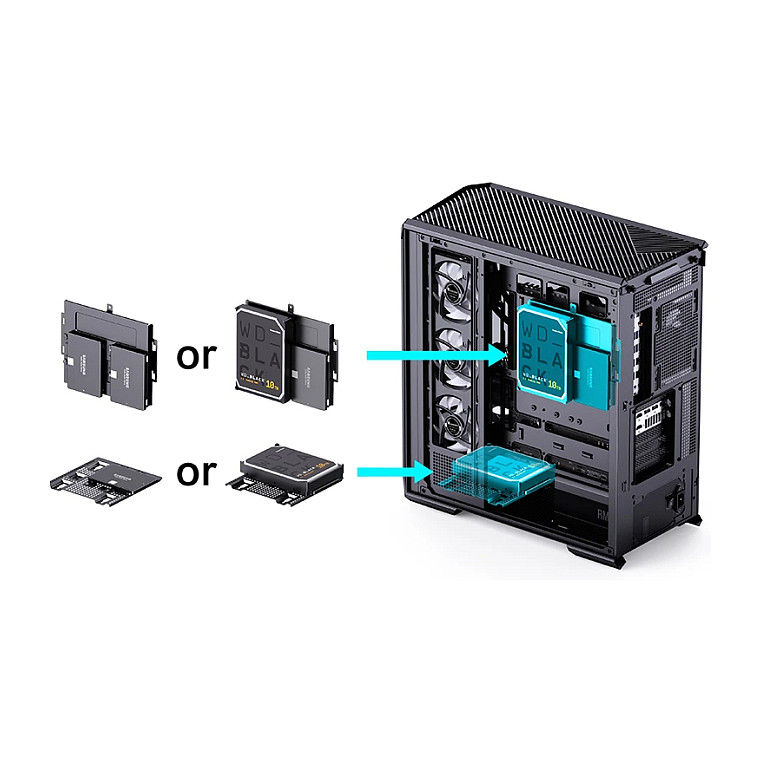 Kasë PC Jonsbo D400 / Midi Tower / ATX / Tempered Glass - Zezë - 7
