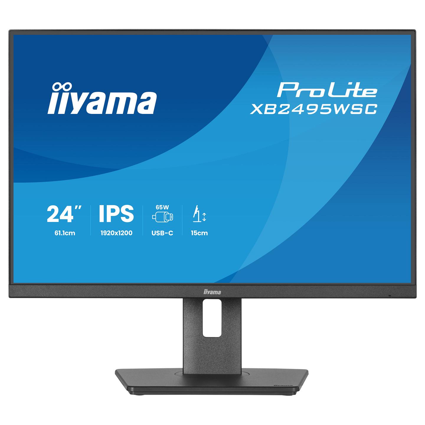 Monitor Iiyama ProLite XB2495WSC-B1 / 24.1″ / WUXGA IPS / 100 Hz / 4 ms / USB-C + DP + HDMI + USB Hub - Zezë