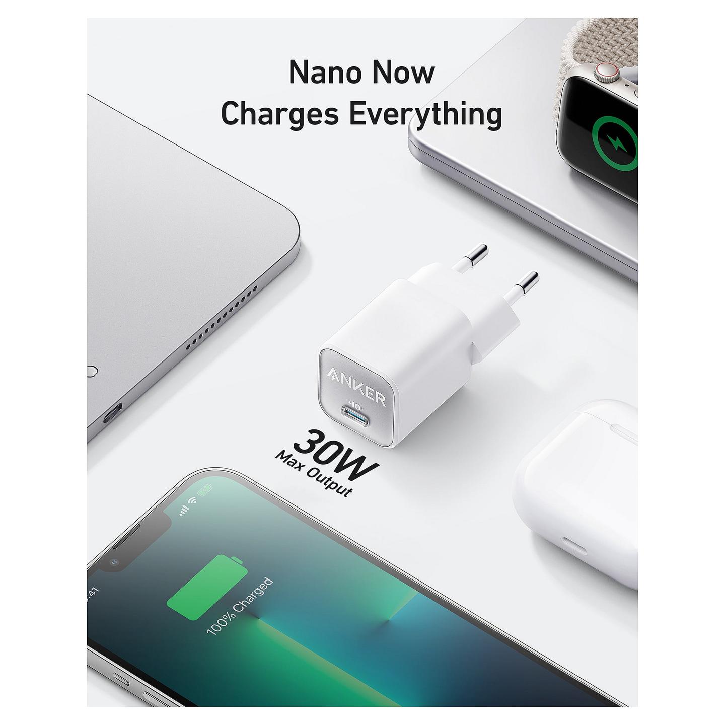 Karikues Anker 511 Nano 3, USB-C, 30W, PowerIQ 3.0, PPS - Bardhë - 2