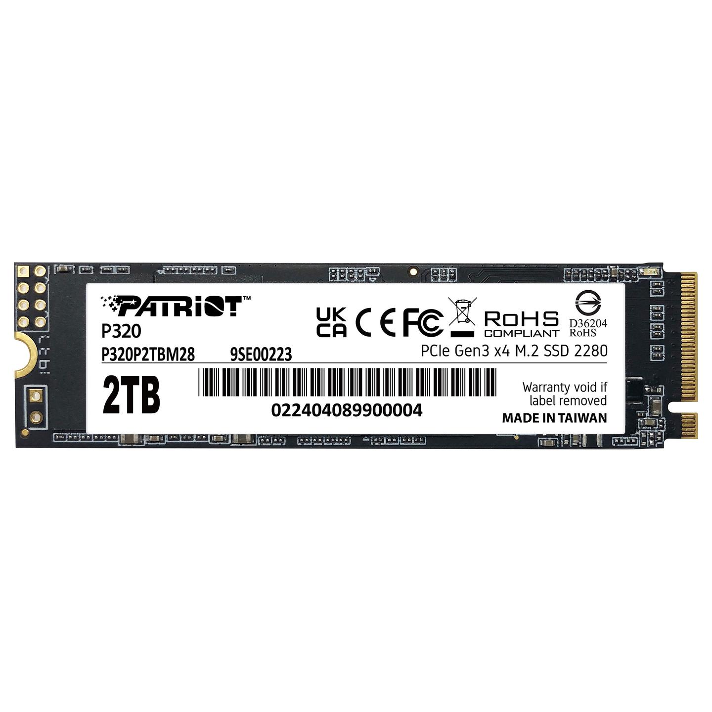 SSD e Brendshme Patriot Memory P320, 2TB, M.2 2280, PCIe 3.0 x4, NVMe 1.3, 3000MB/s Read, 2200MB/s Write