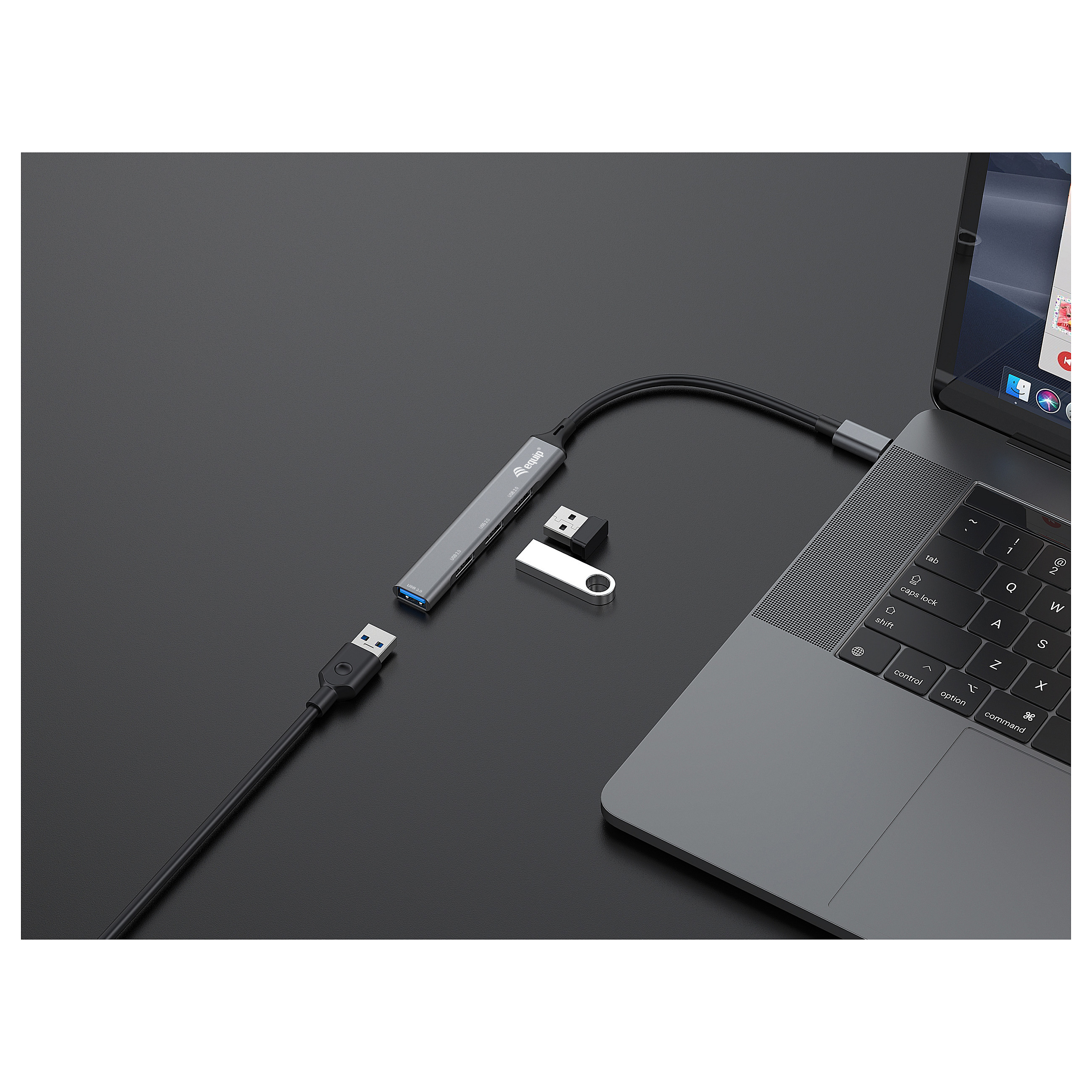 HUB Equip USB‑Hub 4‑Port 3.0 → 1×USB‑A 3.0 + 3×USB‑A 2.0 5 Gbps – Gri - 3