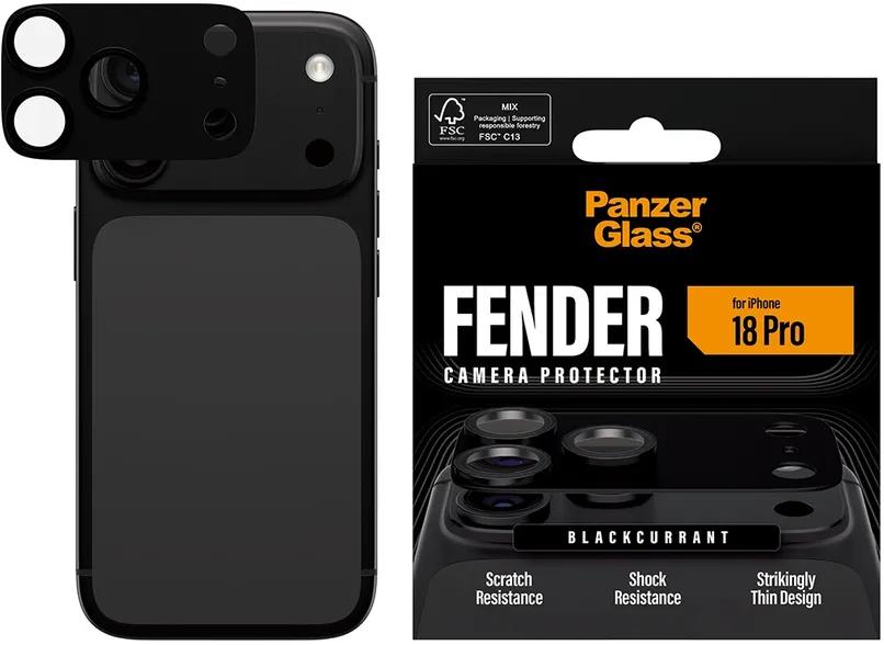 Mbrojtës për Kamera PanzerGlass Fender, për iPhone 18 Pro, Xham i Temperuar, Kornizë Alumini - Zezë