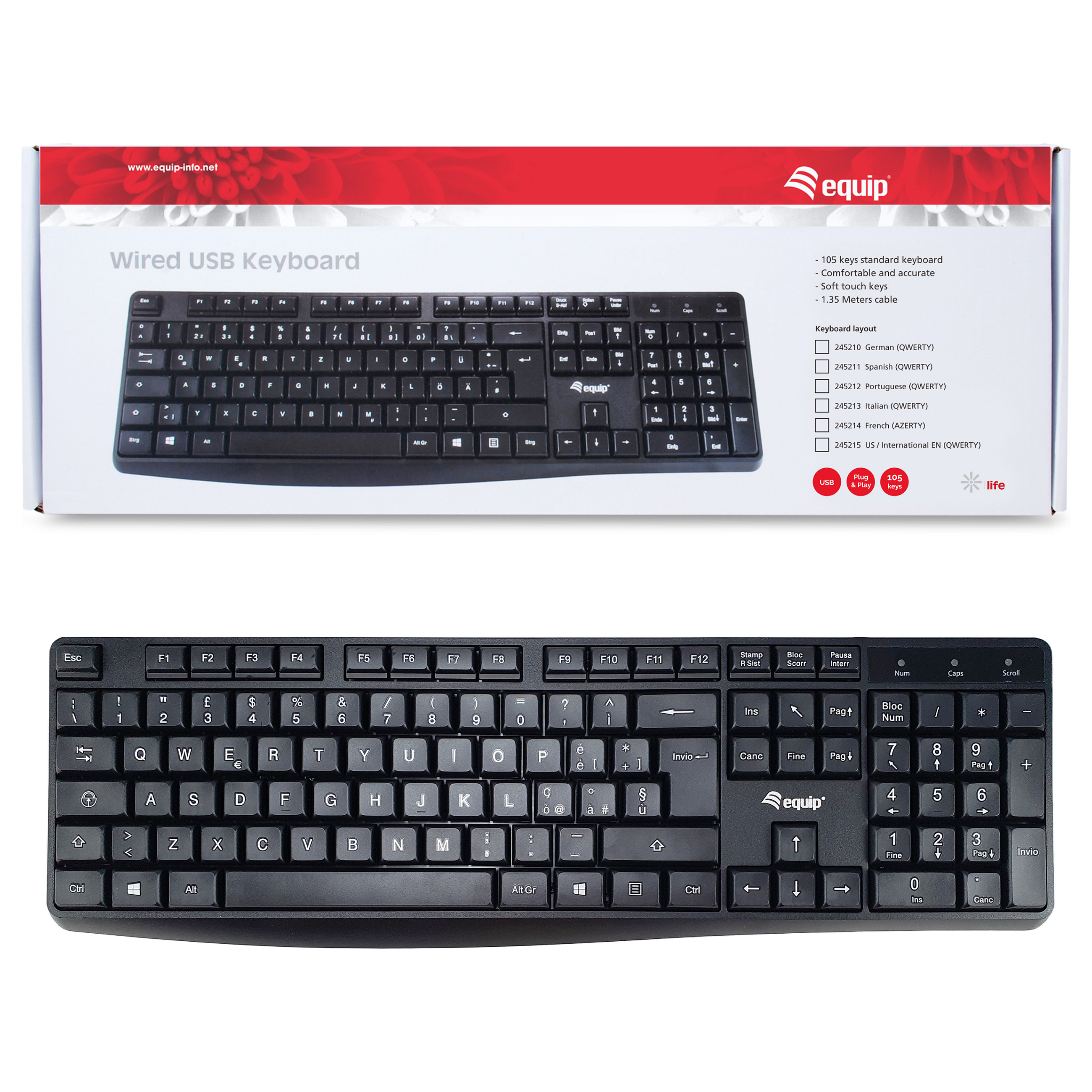 Tastierë me kabllo Equip / Italian Layout - Zezë - 5