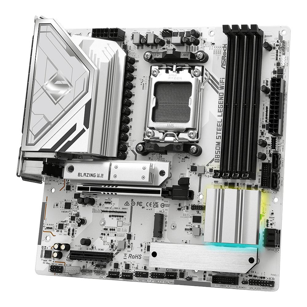 Pllakë Amë MB AMD ASRock B850M Steel Legend WiFi, AM5, B850, Micro ATX, DDR5, WiFi 7, 2.5GbE - 4