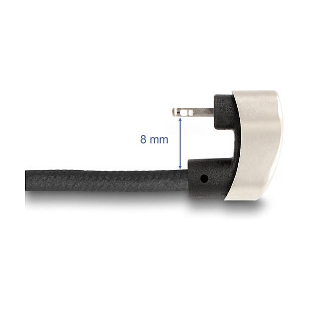Kabllo USB DeLOCK 80026 / USB-C në Lightning / 2m / USB 2.0 / 3A / 480 Mbps / MFi / Këndore 180° / Tekstil - Zezë/Argjend - 4