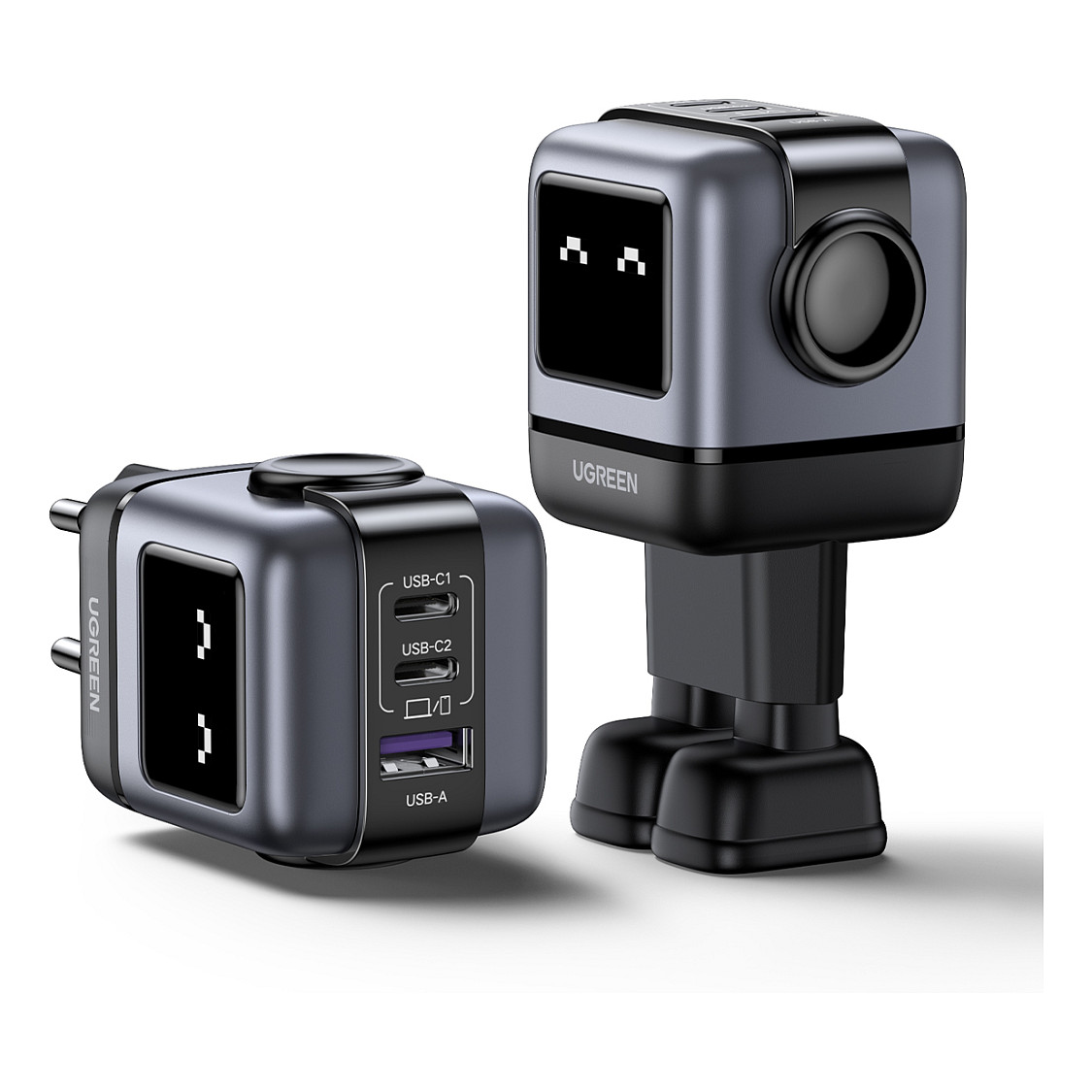 Karikues UGREEN Nexode RG / 65W GaN / 2x USB-C + USB-A / Ekran LED - Zezë - 5
