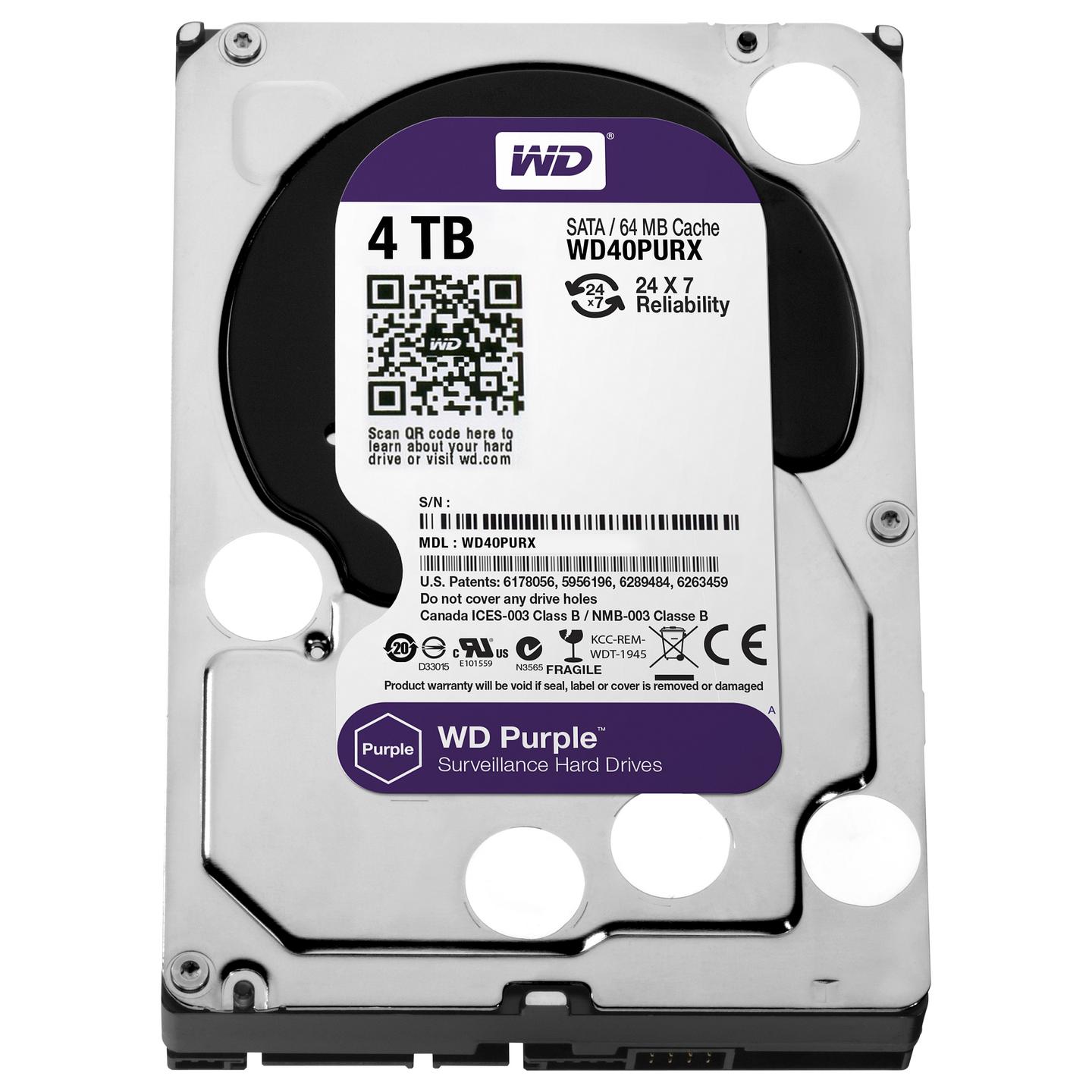 HDD të Brendshme Western Digital WD Purple WD40PURX / 4TB / 3.5" / SATA III / 5400 RPM / 64MB Cache / 24x7 – Vjollcë - 2