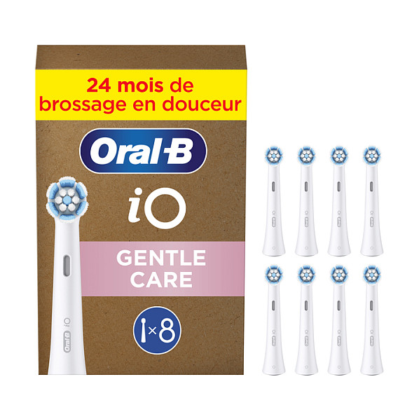 Koka zëvendësuese për furçë dhëmbësh Oral-B iO Gentle Care / 4.000 Qime / Soft / 8 Copë - Bardhë