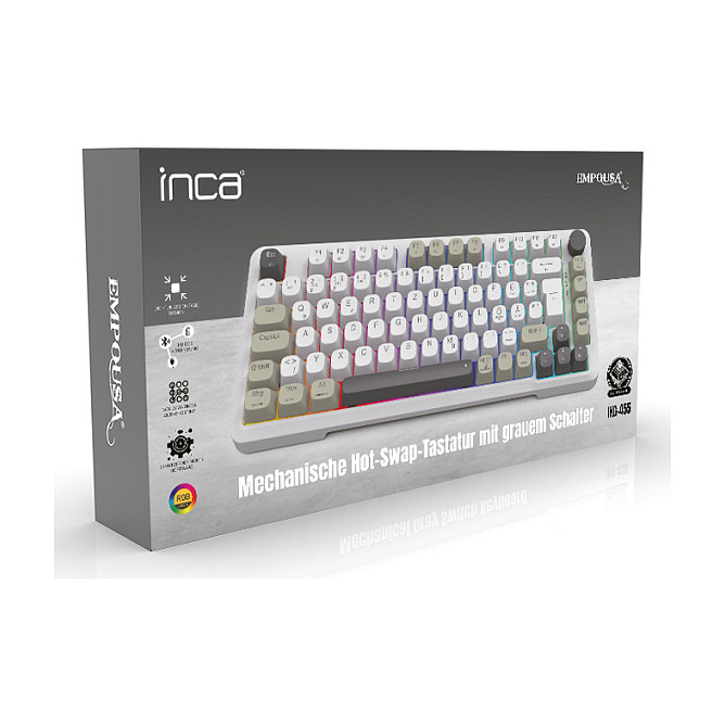 Tastierë Gaming Inca IKG-455 / Wired & Wireless / QWERTY / Mekanike / RGB LED / USB + RF Wireless + Bluetooth - Bardhë - 8
