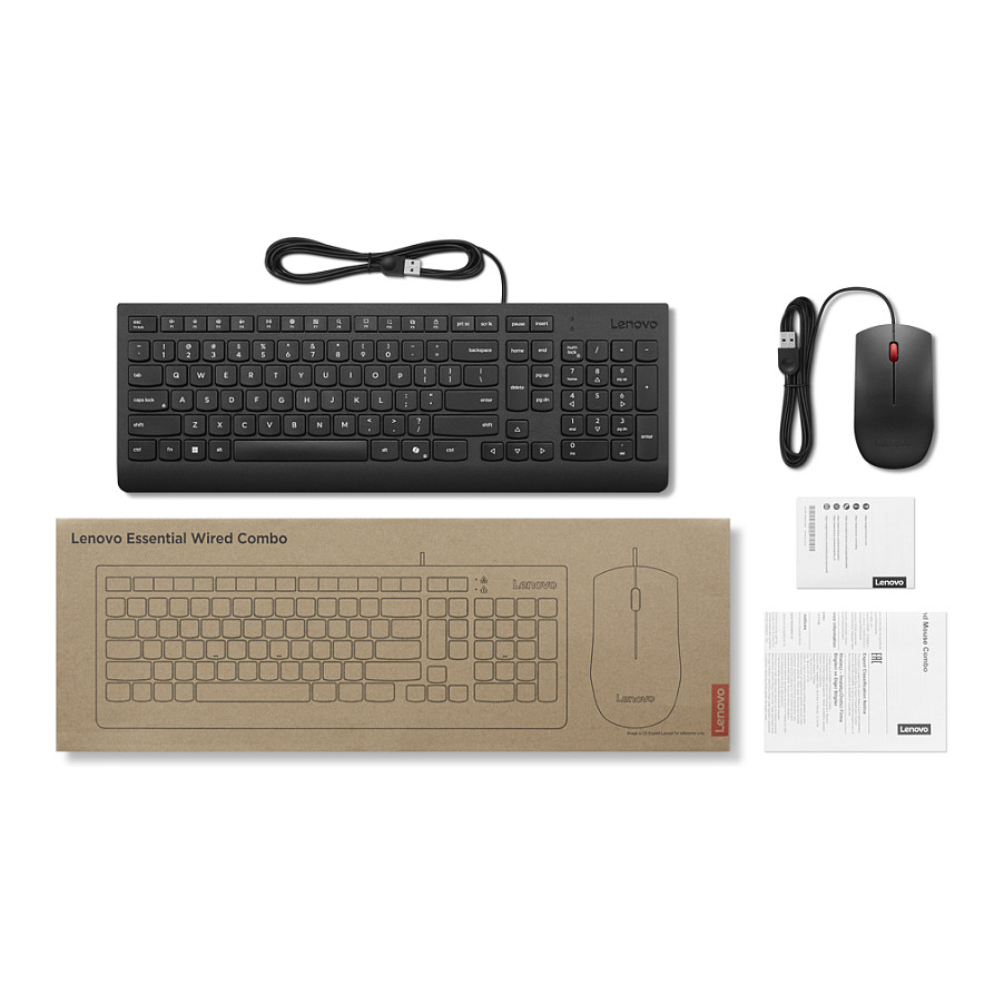 Combo Tastierë dhe maus Lenovo Essential German 129 / me kabllo / e zezë - 4
