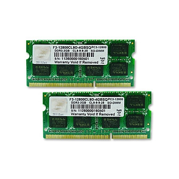 RAM Memorie DDR3 G.Skill SQ / 4GB (2x2GB) / SO-DIMM / 1600MHz / 204-pin - Gjelbër