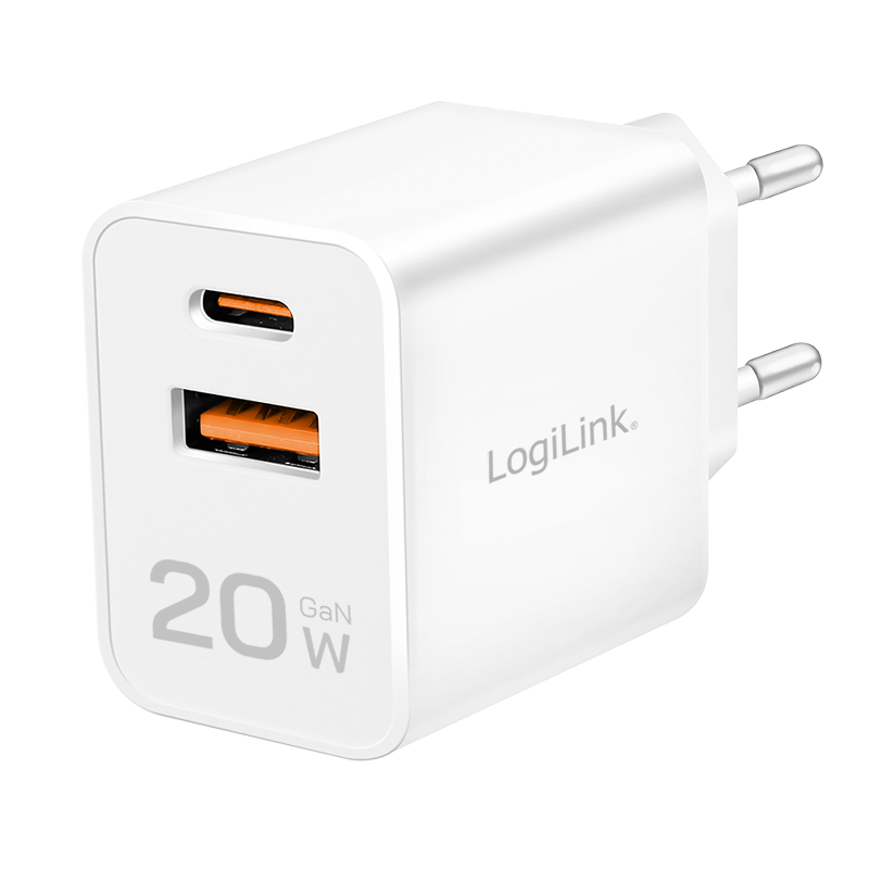 Adapter LogiLink ARGUS PA0369 / 20W / GaN / 1x USB-C PD / 1x USB-A – Bardhë