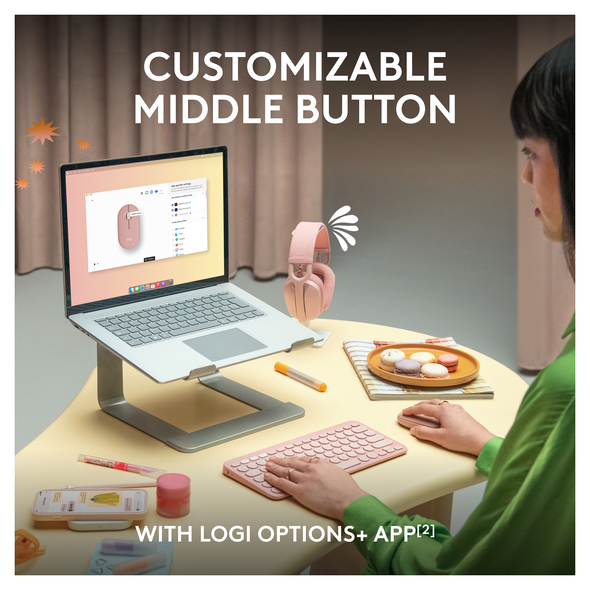 Maus Pa Kabllo Logitech Pebble Mouse 2 M350s / 3 Butona – Rozë - 4