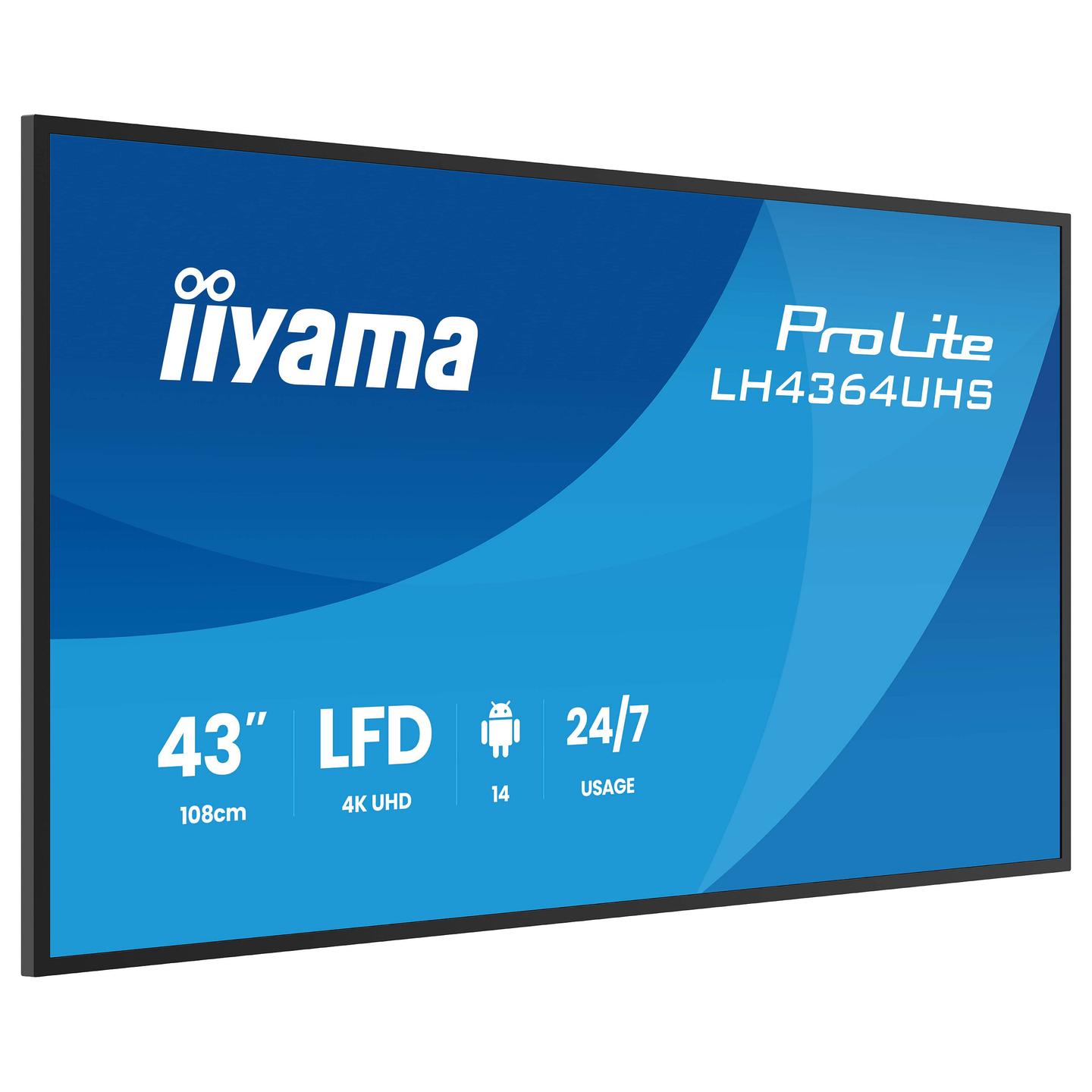 Digital Signage, iiyama ProLite LH4364UHS-B1AG, 43", 4K UHD, VA, Android 14, Wi-Fi, 2xHDMI, USB-C - Zezë - 4