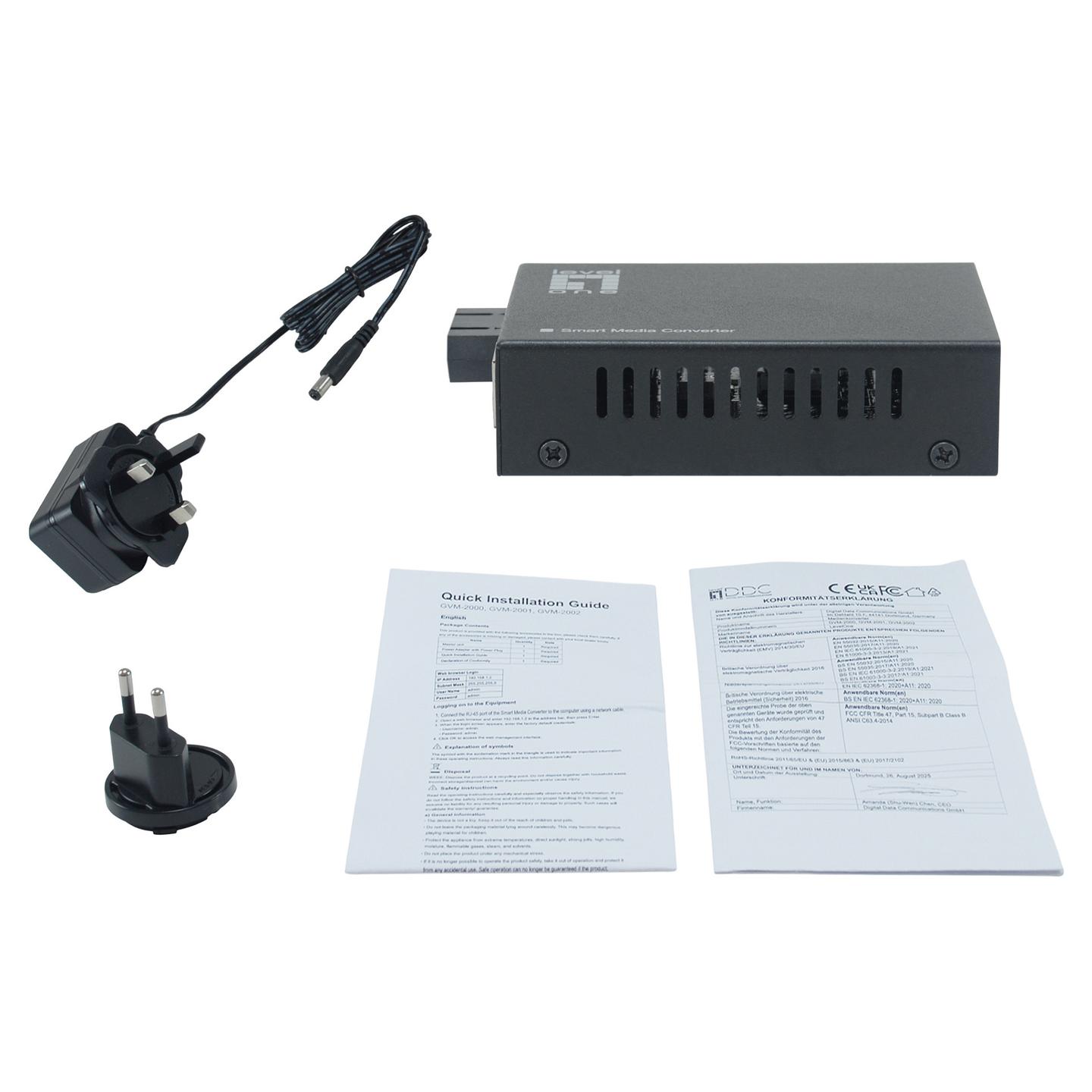 Konvertues Medias LevelOne GVM-2002, Gigabit Ethernet në Fibër Optike SC, Single-Mode, 20 km - Zezë - 4