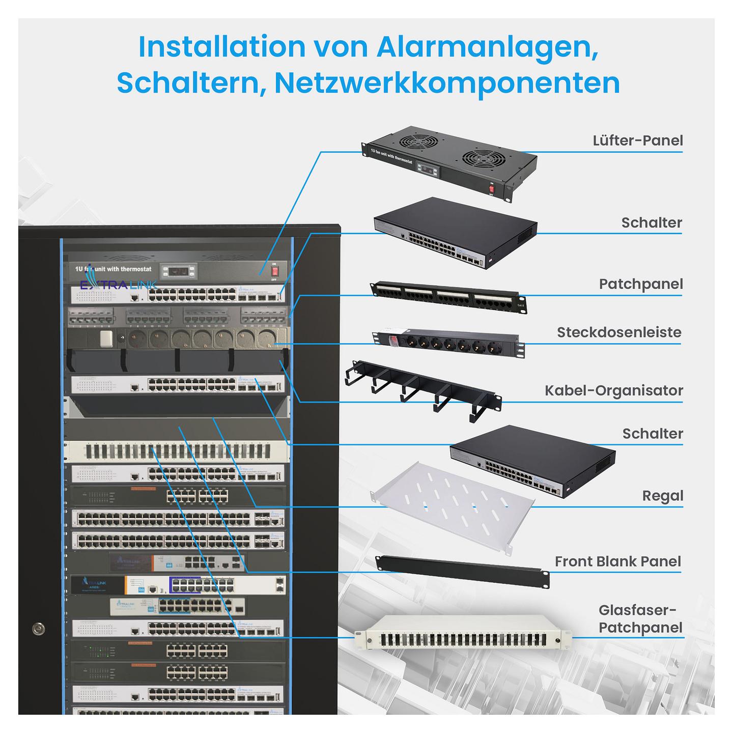 Rack Extralink EX.8611 / 42U / 600 × 1000 mm / 19" / Freestanding - Zezë - 21