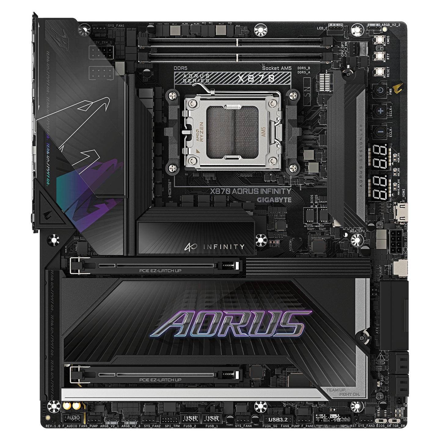 Pllakë Amë Gigabyte X870 AORUS INFINITY / AMD AM5 / DDR5 / E-ATX / Wi-Fi 7 / 5GbE LAN - 2