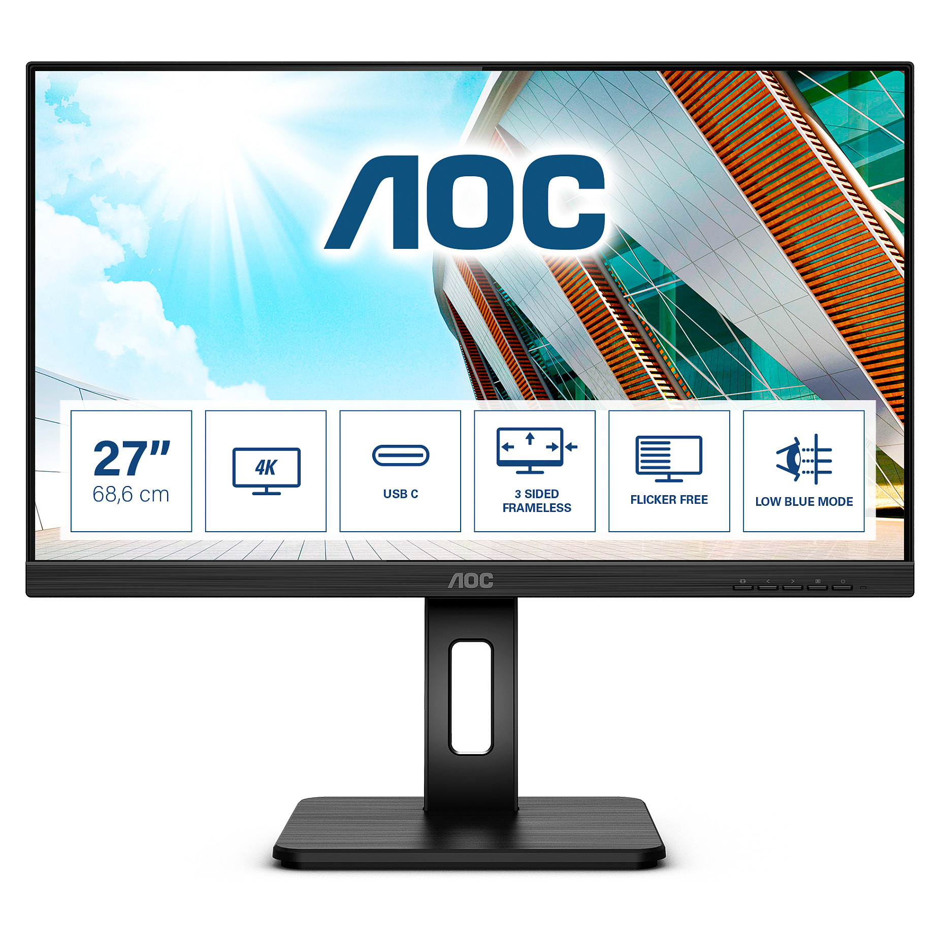 Monitor AOC U27P2CA / 27" 4K Ultra HD 4ms 60Hz IPS / HDMI DP USB-C / e zezë - 1