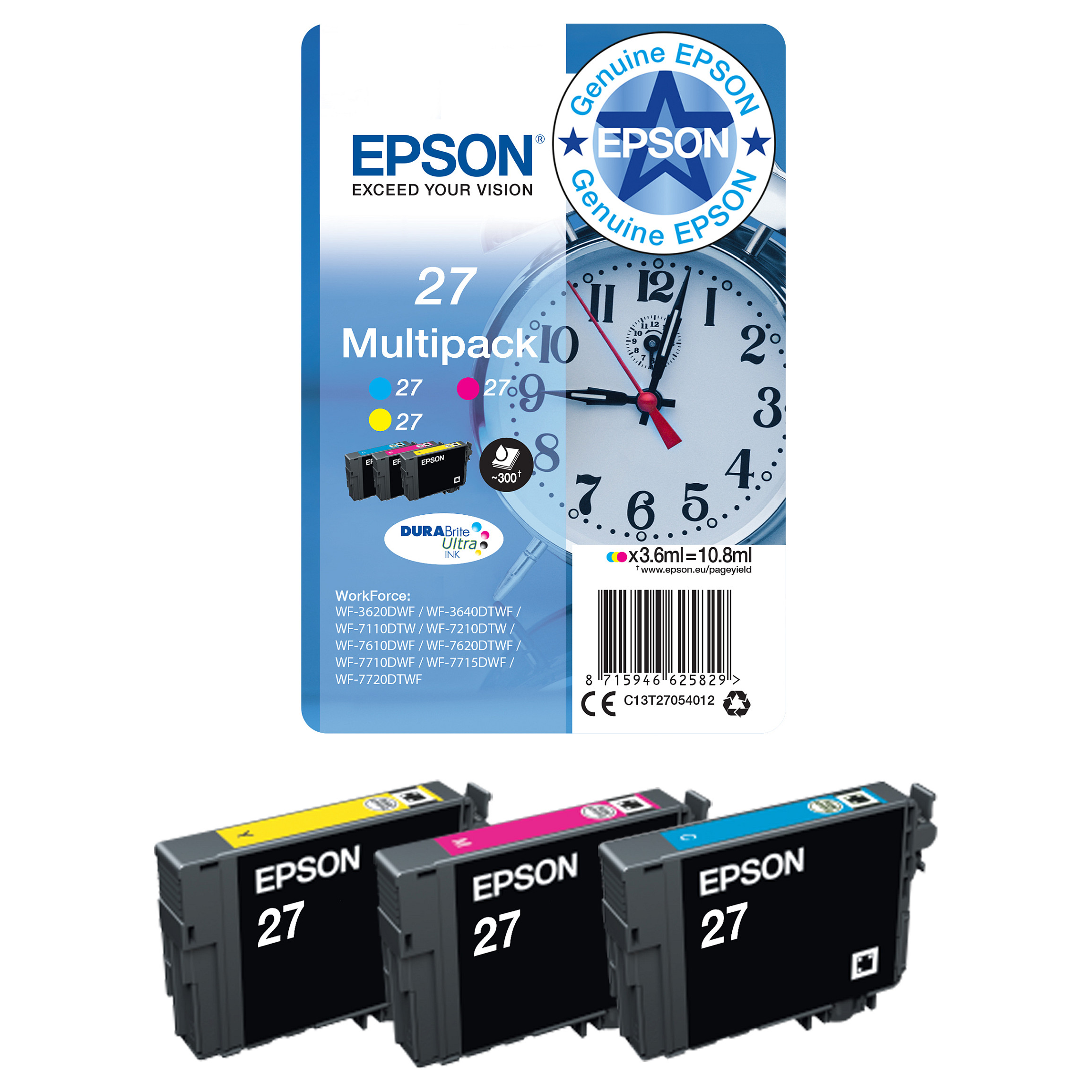 INK Epson 27 C13T27054012 3er Multipack – Blu /Rozë /Verdhë - 13