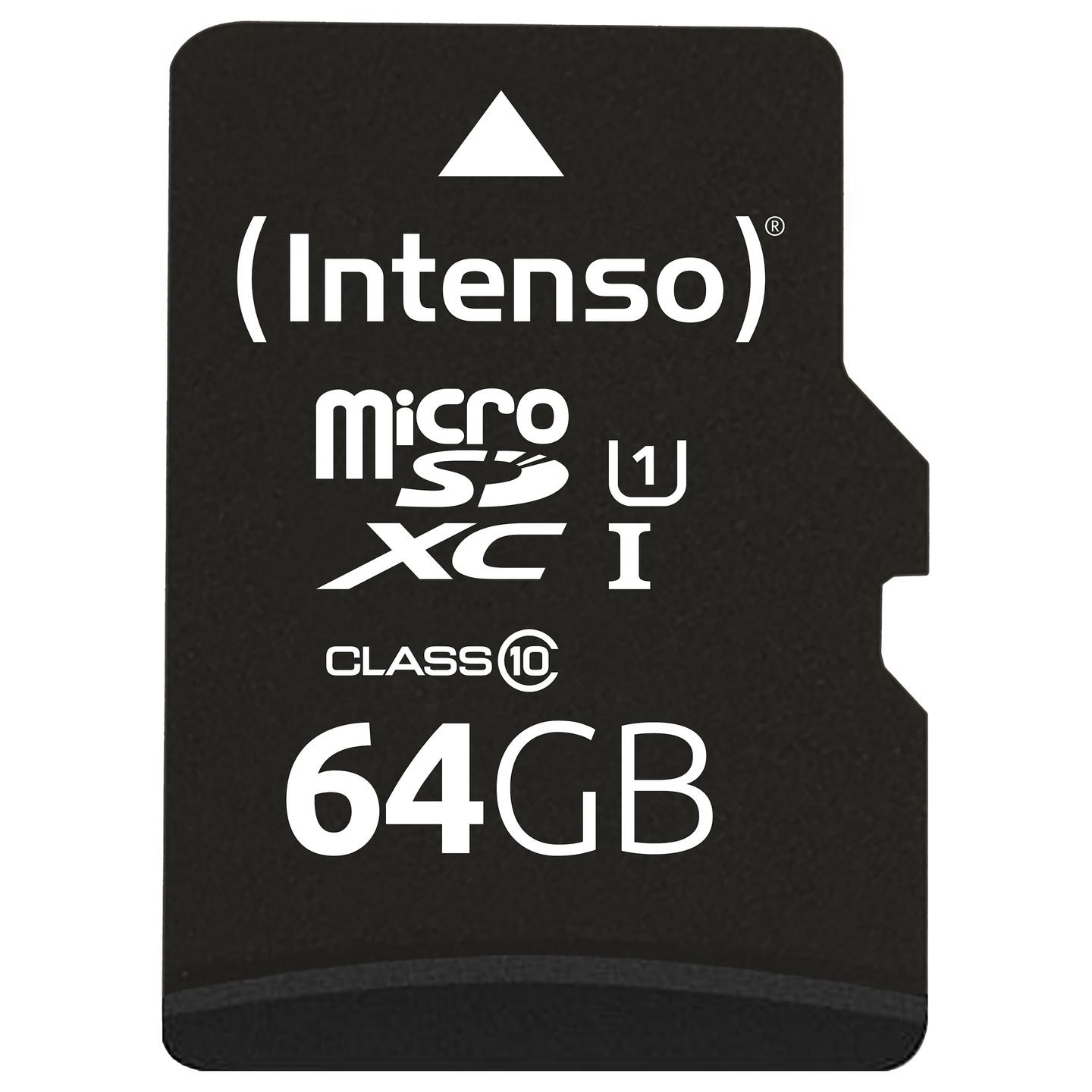 Kartë Memorie SD Intenso 3423490 / 64GB / microSDXC / UHS-I U1 / 90MB/s Read 45MB/s Write - Zezë
