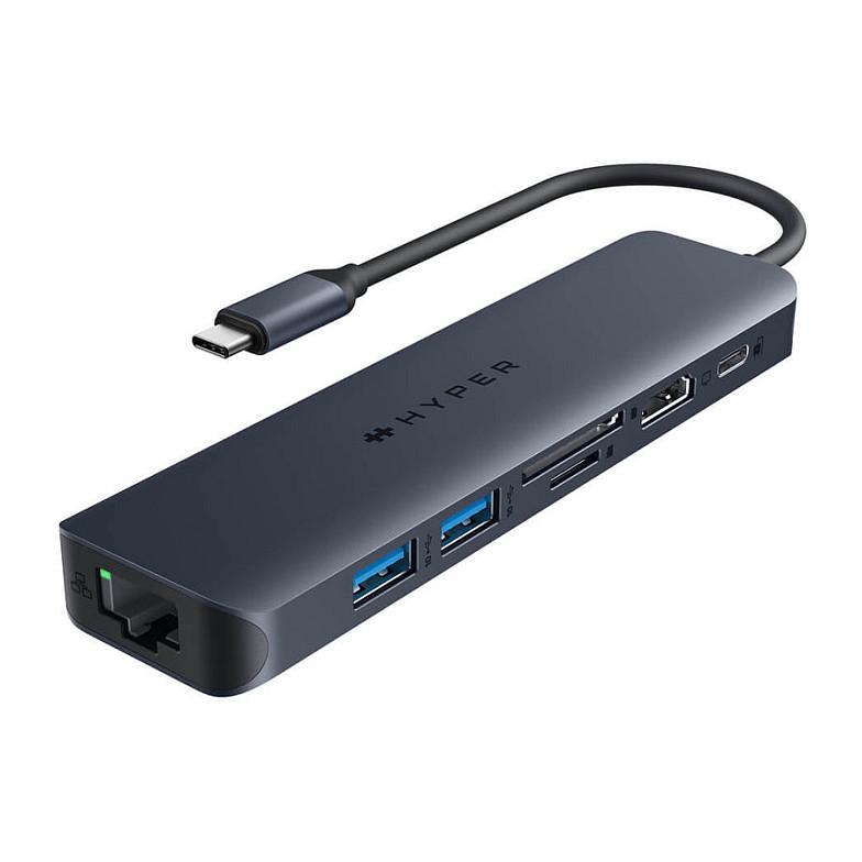 Hub USB-C HYPER HyperDrive Next HD4003GL, 7-Porta, HDMI 4K 60Hz, 2x USB-A 10Gbps, SD, microSD, Gigabit Ethernet, PD 100W - Blu
