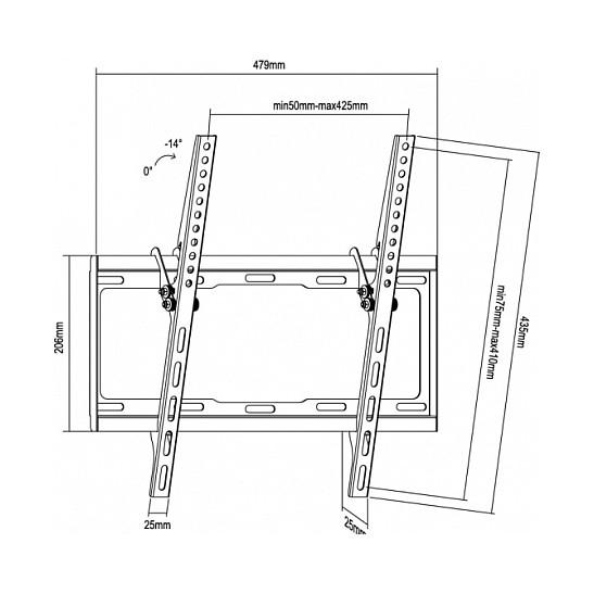 Mbajtëse Muri për TV Equip 650311 / 32"-55" / 35kg / Tilt / -14° deri 0° - Zezë - 4