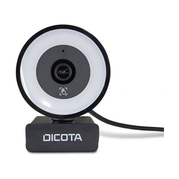 Webcam DICOTA D32066, 5MP, 30 fps, USB-A, Autofokus, Mikrofon i Dyfishtë, Ringlight 3 Nivele - Zezë