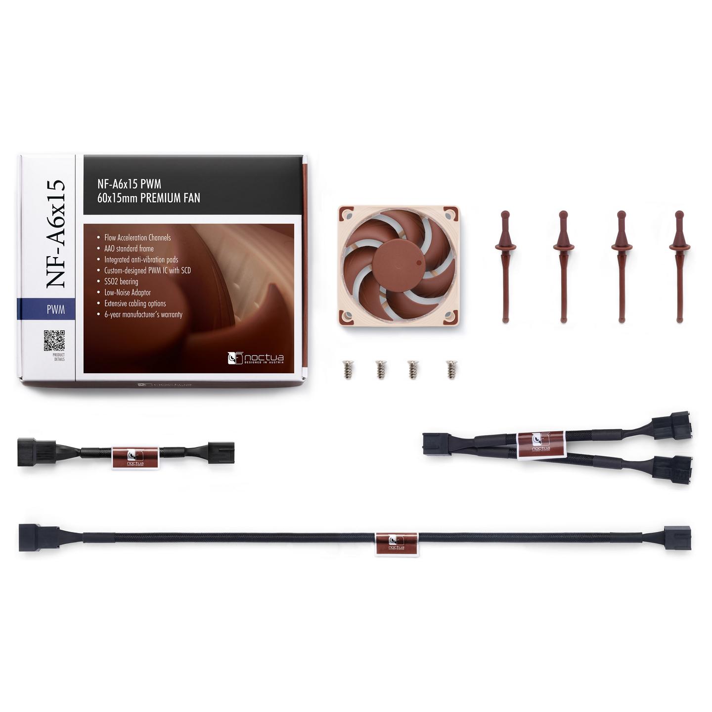 Ftohës për Kasë Noctua NF-A6x15 PWM, 60 × 60 × 15mm, 3500 RPM, 4-pin PWM, SSO2 – Kafe/Bezhë - 6