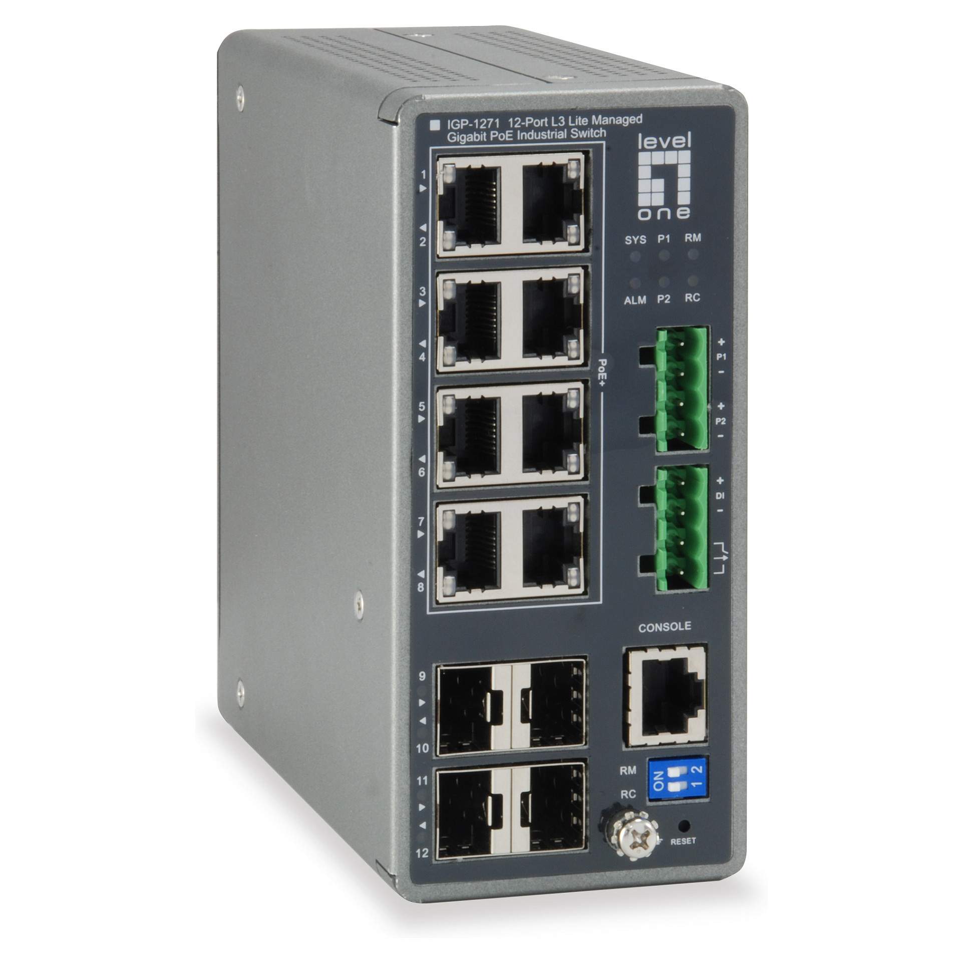 Switch 8x GE IGP-1271 4xGSFP 240W 8xPoE+ - 1